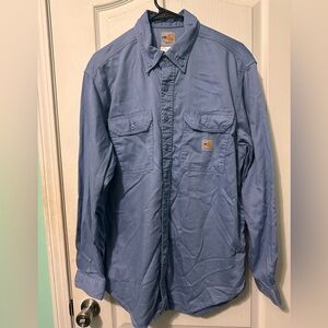 Carhartt FR Light Blue Long Sleeve Work Shirt Large